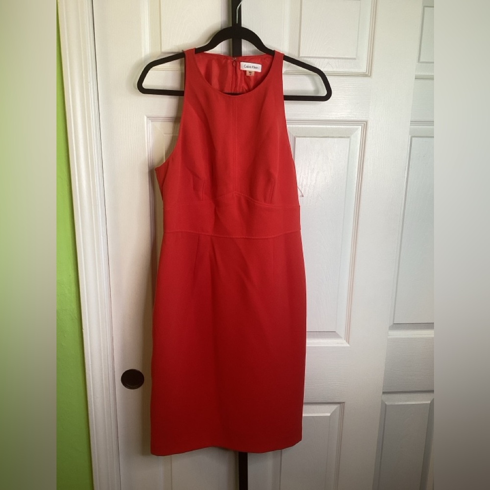 Calvin Klein Vibrant Red Backless Dress, size 10 - Picture 3 of 5